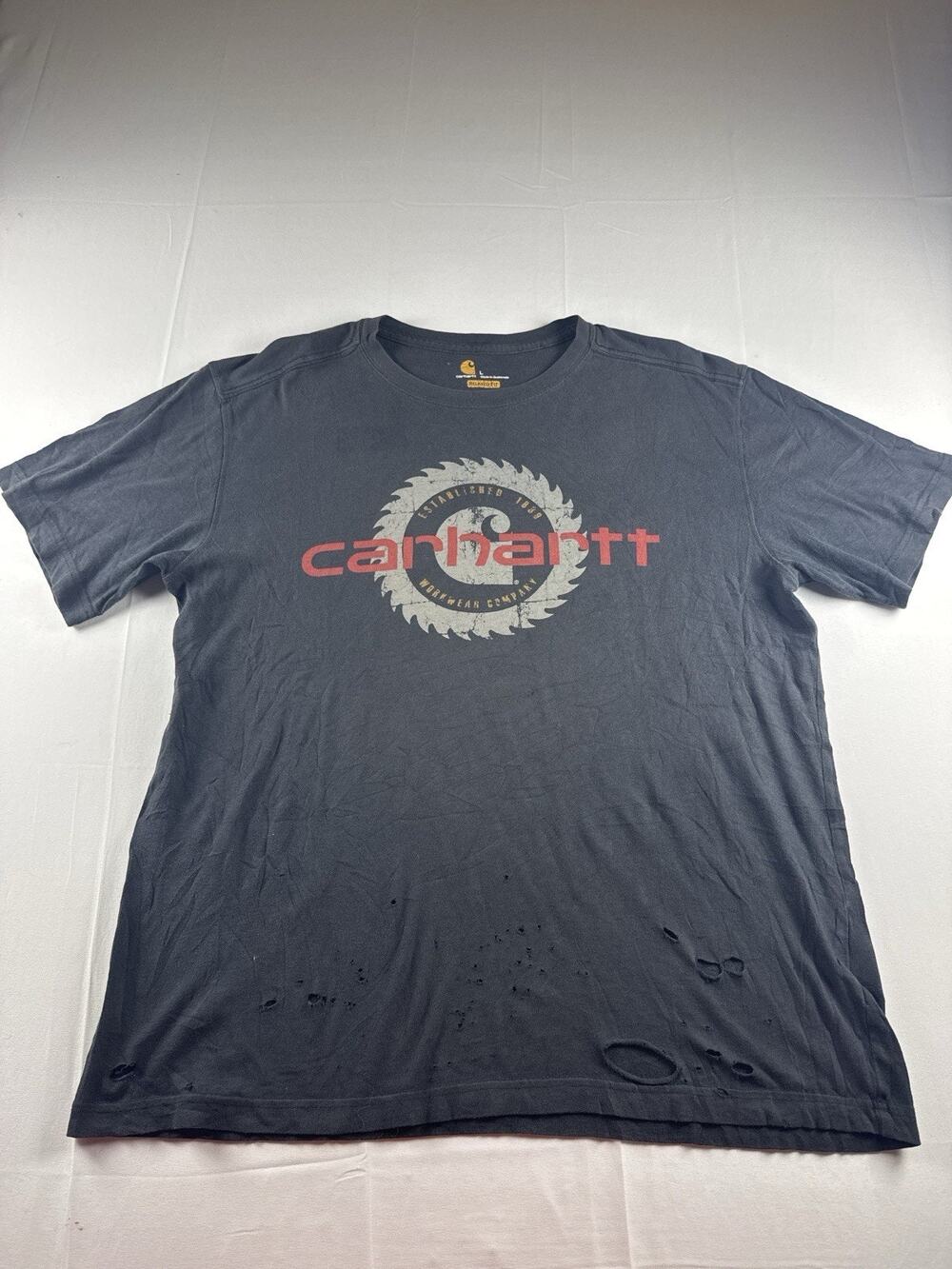 Carhartt Distressed Graphic T Shirt Mens L Workwear Grunge Faded